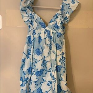Blue and White Floral Dress